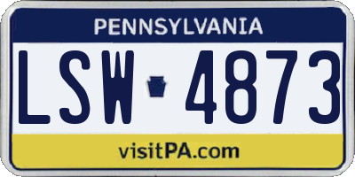 PA license plate LSW4873
