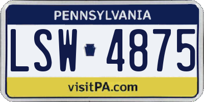 PA license plate LSW4875