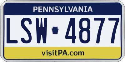 PA license plate LSW4877