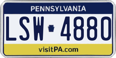 PA license plate LSW4880