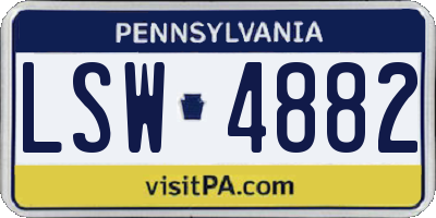 PA license plate LSW4882