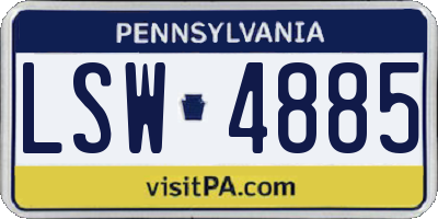PA license plate LSW4885
