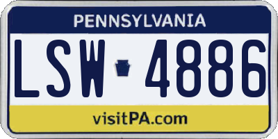 PA license plate LSW4886