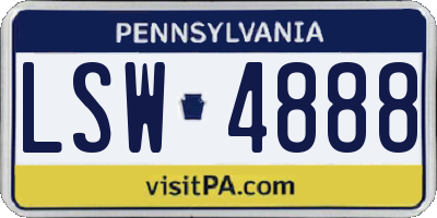 PA license plate LSW4888