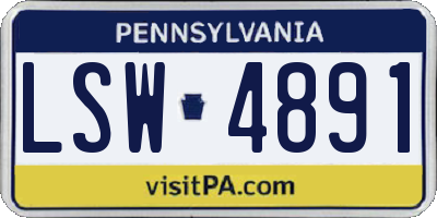 PA license plate LSW4891