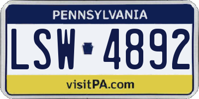 PA license plate LSW4892