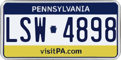 PA license plate LSW4898