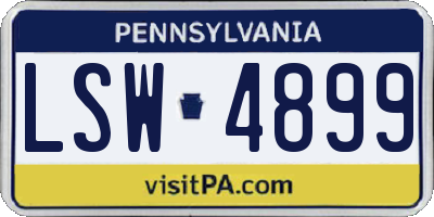 PA license plate LSW4899