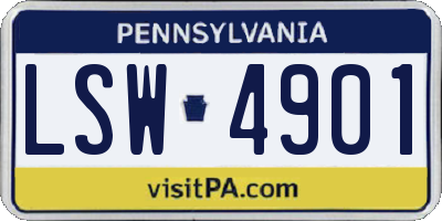 PA license plate LSW4901