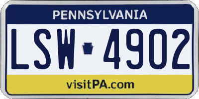 PA license plate LSW4902