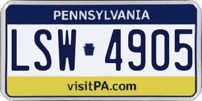 PA license plate LSW4905
