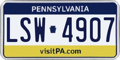 PA license plate LSW4907