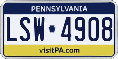 PA license plate LSW4908