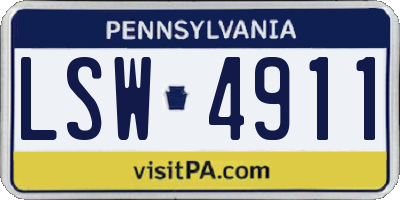 PA license plate LSW4911