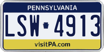 PA license plate LSW4913
