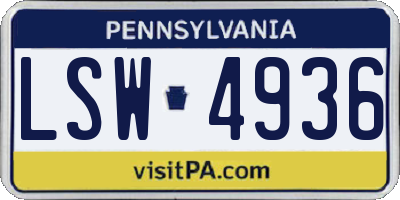PA license plate LSW4936