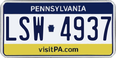 PA license plate LSW4937