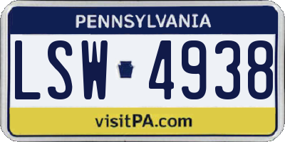 PA license plate LSW4938