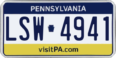 PA license plate LSW4941