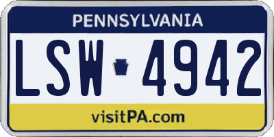 PA license plate LSW4942