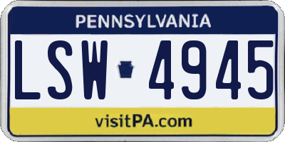 PA license plate LSW4945