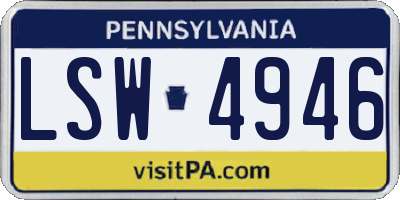 PA license plate LSW4946