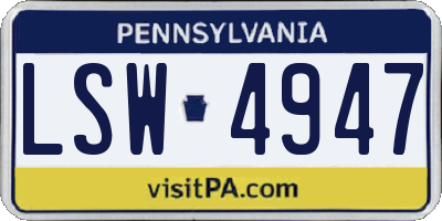 PA license plate LSW4947