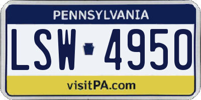 PA license plate LSW4950