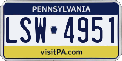 PA license plate LSW4951