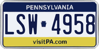 PA license plate LSW4958