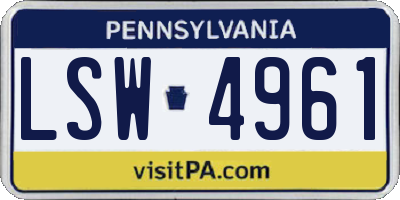 PA license plate LSW4961