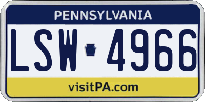 PA license plate LSW4966