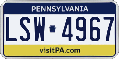 PA license plate LSW4967