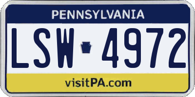 PA license plate LSW4972