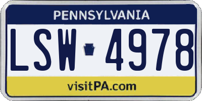 PA license plate LSW4978