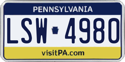PA license plate LSW4980