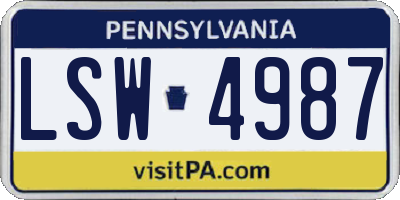 PA license plate LSW4987