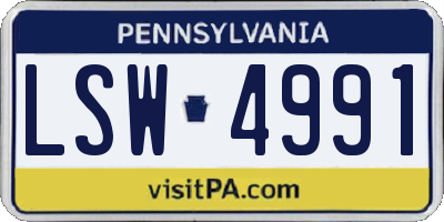 PA license plate LSW4991
