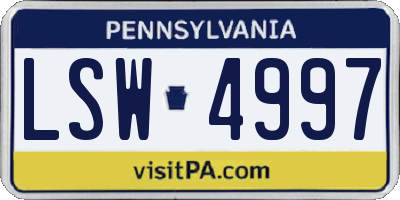 PA license plate LSW4997