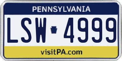 PA license plate LSW4999
