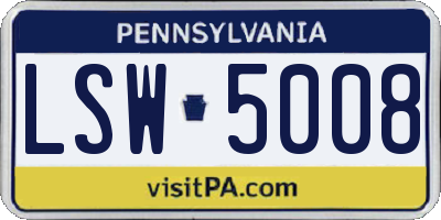 PA license plate LSW5008