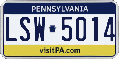 PA license plate LSW5014