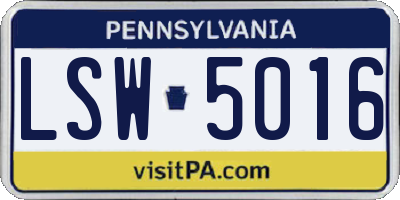 PA license plate LSW5016