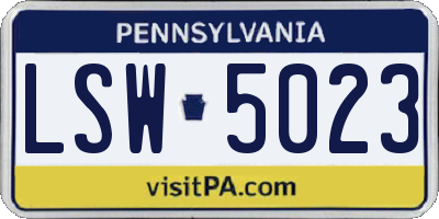 PA license plate LSW5023