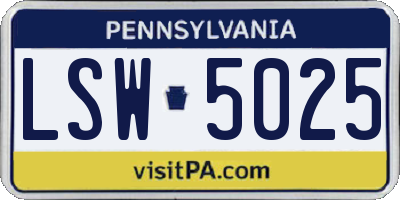 PA license plate LSW5025