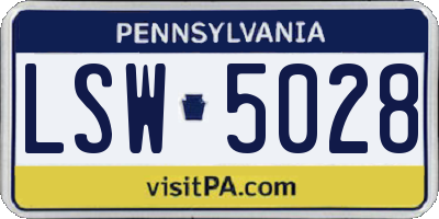 PA license plate LSW5028