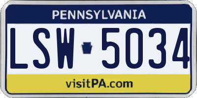 PA license plate LSW5034