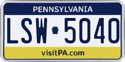 PA license plate LSW5040