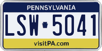 PA license plate LSW5041
