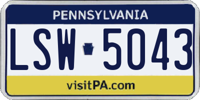 PA license plate LSW5043